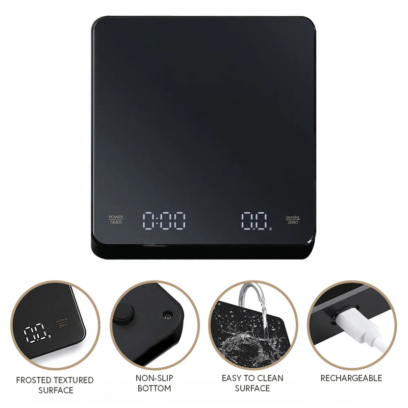 Digital Coffee Scale with Timer and LED Screen