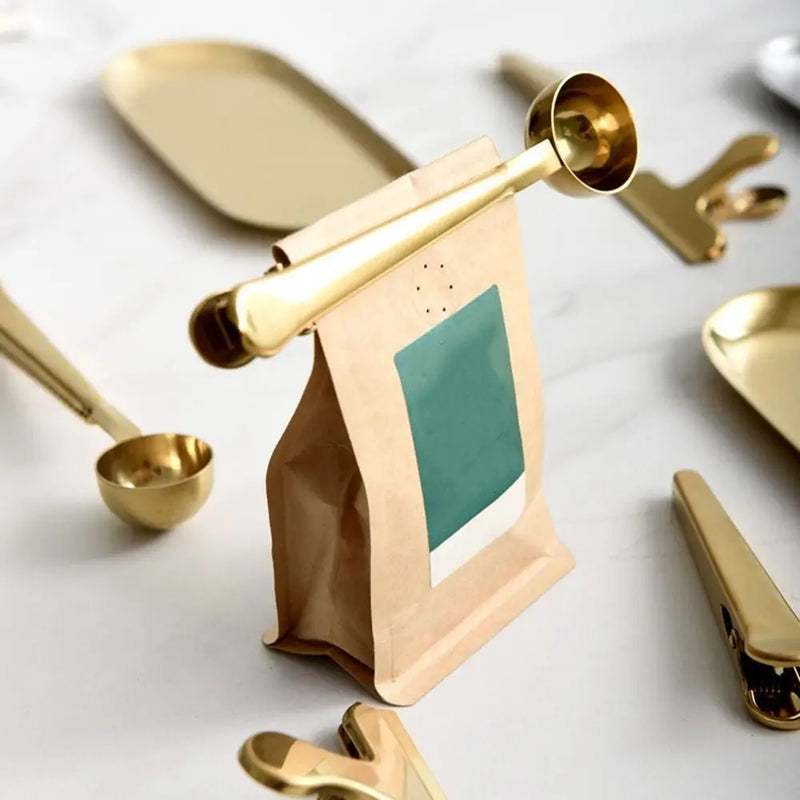 Coffee Bag Clip with Built-In Scoop