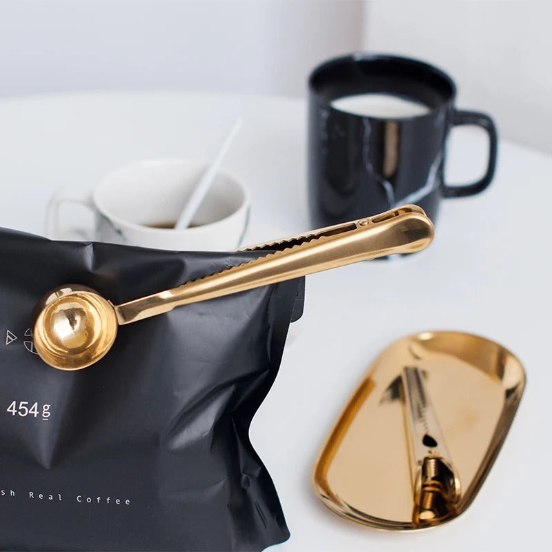 Coffee Bag Clip with Built-In Scoop