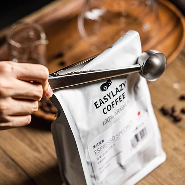 Coffee Bag Clip with Built-In Scoop